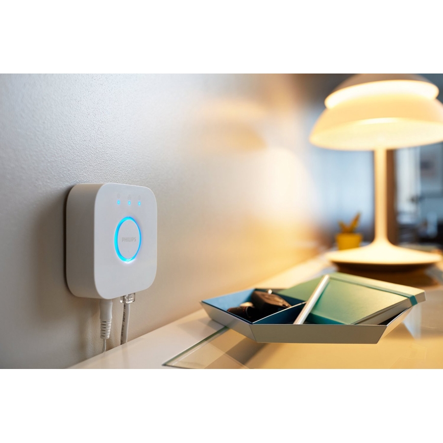 Σετ 2x ρυθμιζόμενοι LED λαμπτήρες Philips Hue WHITE AMBIANCE GU10/4,2W/230V 2200-6500K + Hue bridge