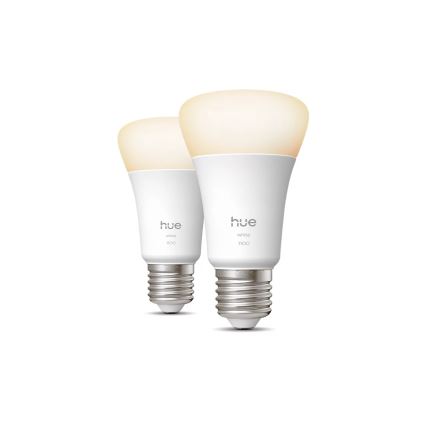 Σετ 2x Ρυθμιζόμενες LED λάμπες Philips Hue WHITE E27/9,5W/230V 2700K