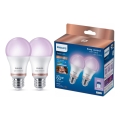 Σετ 2x ρυθμιζόμενες LED RGB λάμπες Philips SMART A60 E27/8,5W/230V 2200-6500K