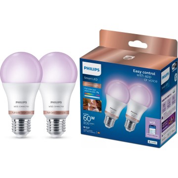 Σετ 2x ρυθμιζόμενες LED RGB λάμπες Philips SMART A60 E27/8,5W/230V 2200-6500K