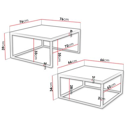 ΣΕΤ 2x Τραπεζάκι σαλονιού DUAL μαύρο/χρυσό