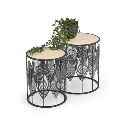 ΣΕΤ 2x Τραπεζάκι σαλονιού FOLLA διάμετρος 33/40 cm μαύρο