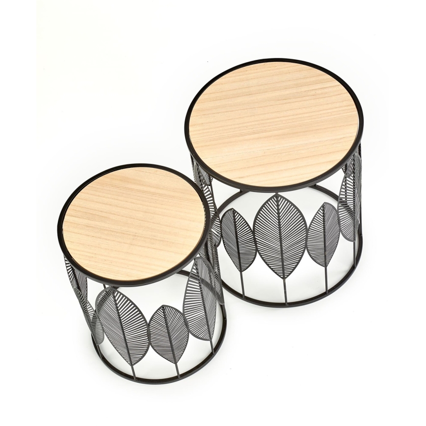 ΣΕΤ 2x Τραπεζάκι σαλονιού FOLLA διάμετρος 33/40 cm μαύρο