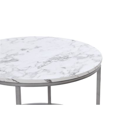 ΣΕΤ 2x Τραπεζάκι σαλονιού PAOLA διάμετρος 38/60 cm γκρι/μαρμάρινο μοτίβο