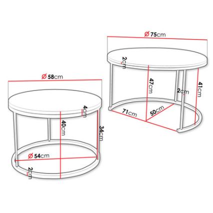 ΣΕΤ 2x Τραπεζάκι σαλονιού RABEN μαύρο/χρυσό δρυς