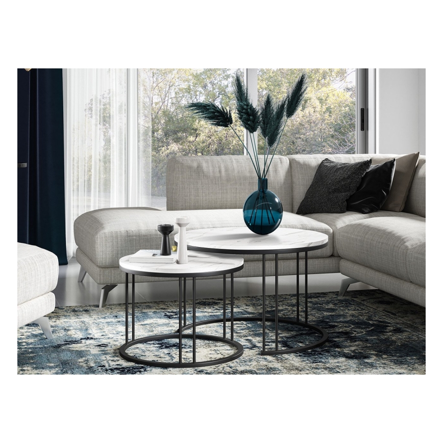 ΣΕΤ 2x Τραπεζάκι σαλονιού RAGNAR μαύρο/λευκό