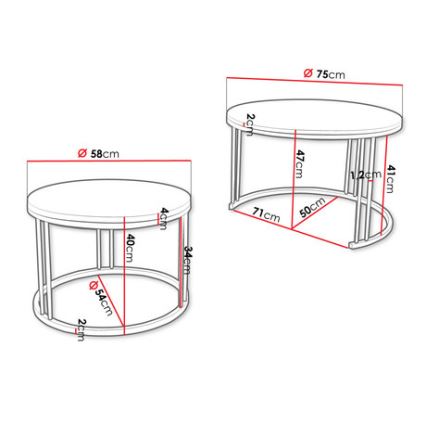 ΣΕΤ 2x Τραπεζάκι σαλονιού RAGNAR μαύρο/λευκό