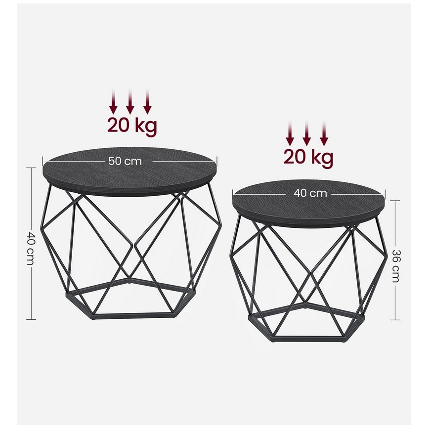 Σετ 2x τραπεζάκι σαλονιού TALIA μαύρο