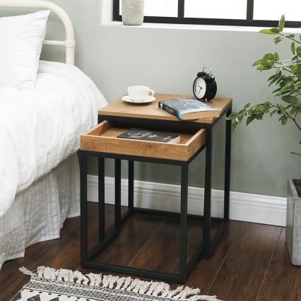 Σετ 2x τραπεζάκια ELDUR καφέ/μαύρο