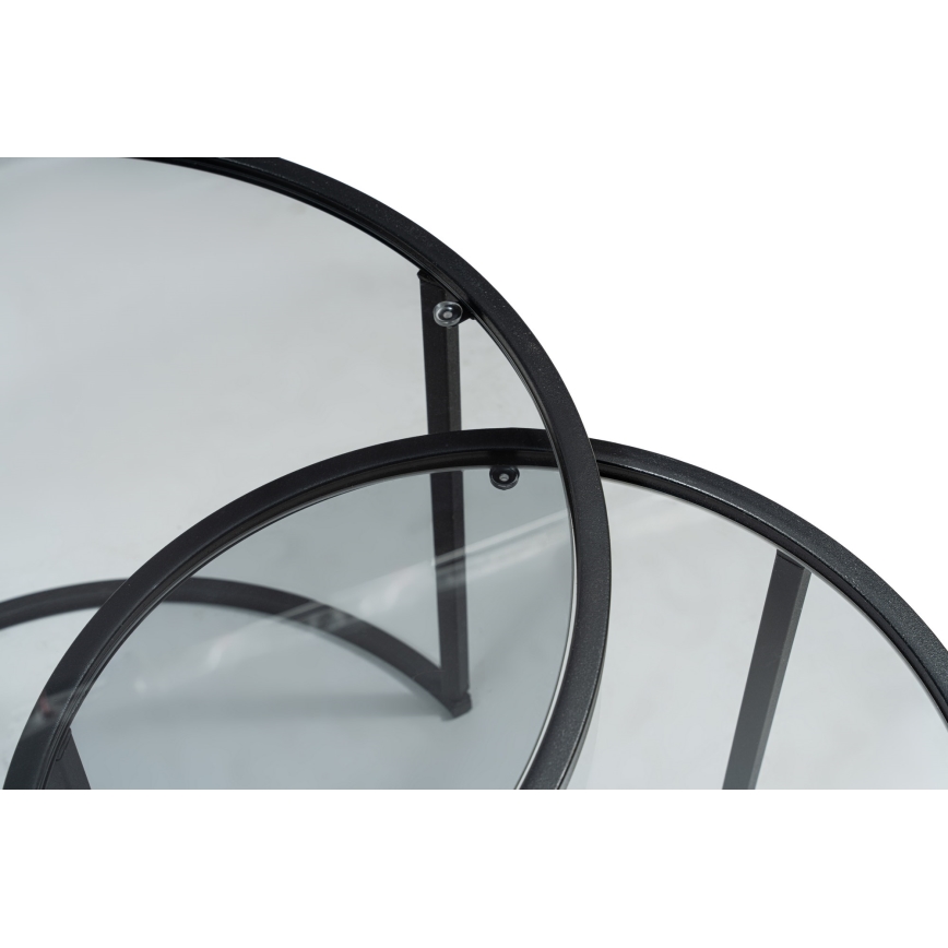 ΣΕΤ 2x Τραπεζάκι σαλονιού TOKYO διάμετρος 42/60 cm μαύρο