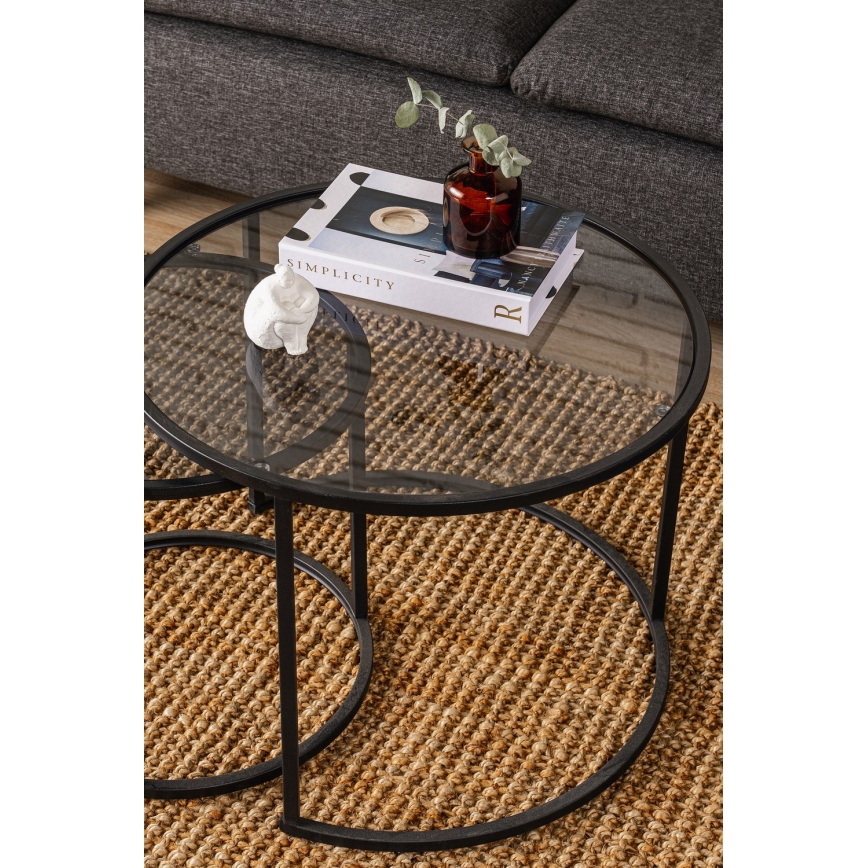 ΣΕΤ 2x Τραπεζάκι σαλονιού TOKYO διάμετρος 42/60 cm μαύρο