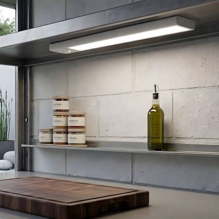 ΣΕΤ 2x επαναφορτιζόμενα LED φωτιστικά για έπιπλα με αισθητήρα κίνησης και λυκόφωτος VIRO LED/1,2W/3,7V 800 mAh 3000/4000/6500K 30 cm λευκό