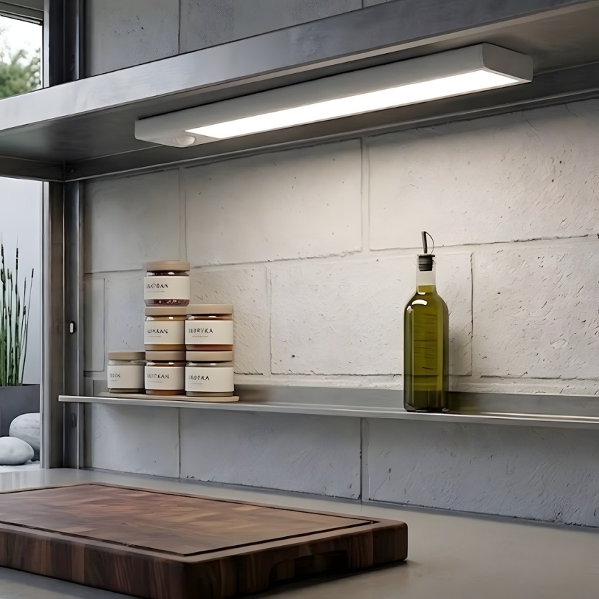 ΣΕΤ 2x επαναφορτιζόμενα LED φωτιστικά για έπιπλα με αισθητήρα κίνησης και λυκόφωτος VIRO LED/1,2W/3,7V 800 mAh 3000/4000/6500K 30 cm λευκό