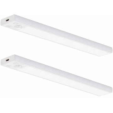Σετ 2x επαναφορτιζόμενο LED φωτιστικό επίπλων με αισθητήρα κίνησης και φωτός VIRO LED/1,2W/3,7V 800 mAh 3000/4000/6500K 30 cm λευκό