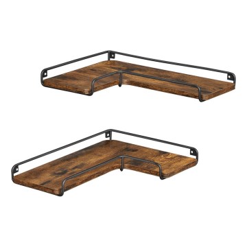 Σετ 2x επιτοίχιων ραφιών SHELFY 40x10x29 cm καφέ/μαύρο