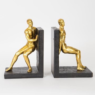 ΣΕΤ 2x Βιβλιοστάτης χρυσό/μαύρο