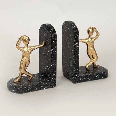 ΣΕΤ 2x Βιβλιοστάτης χρυσό/μαύρο