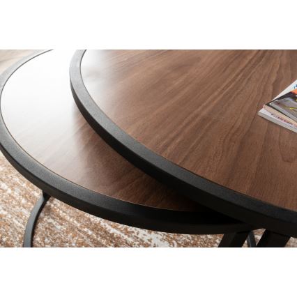 ΣΕΤ 2x Βοηθητικά τραπεζάκια TAMBUR μαύρο/καφέ