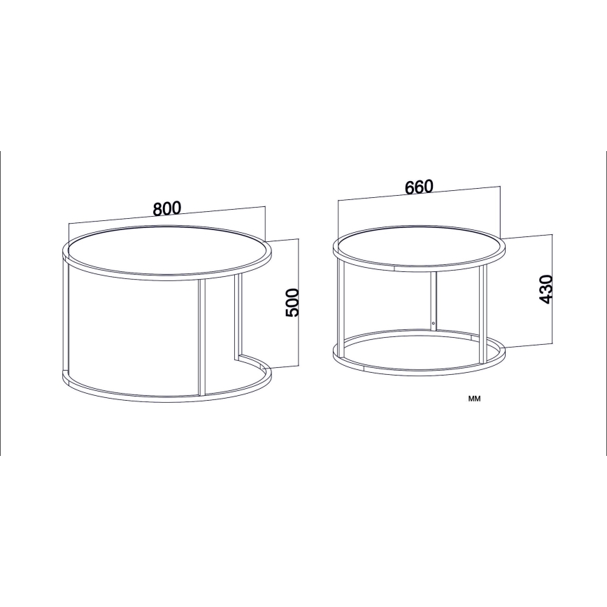 ΣΕΤ 2x Βοηθητικά τραπεζάκια TAMBUR μαύρο/καφέ