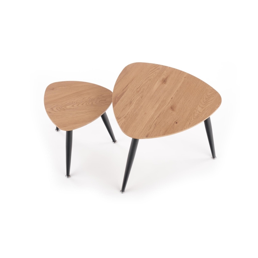 ΣΕΤ 2x Βοηθητικό τραπεζάκι NICEA διάμετρος 40/60 cm χρυσή δρυς/μαύρο