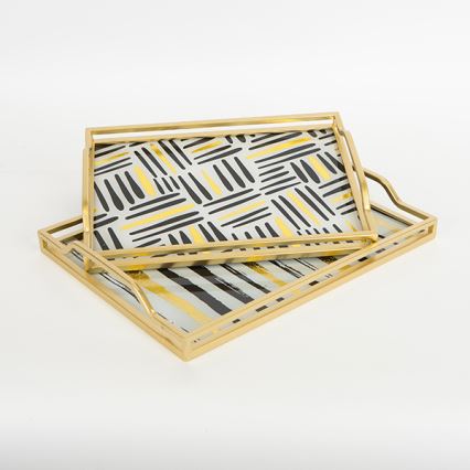 ΣΕΤ 2x Διακοσμητικός δίσκος 40x30/35x25 cm χρυσό