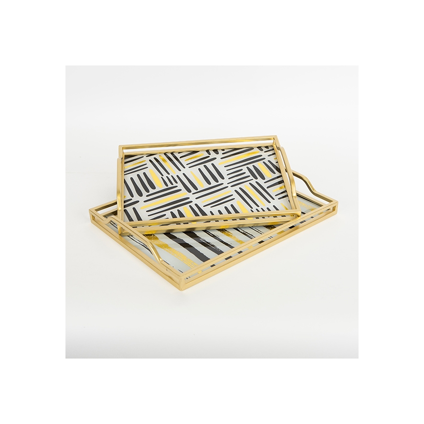 ΣΕΤ 2x Διακοσμητικός δίσκος 40x30/35x25 cm χρυσό