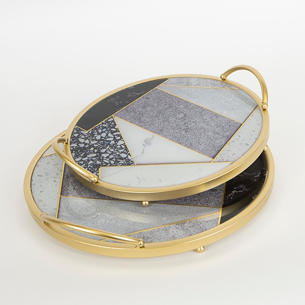 ΣΕΤ 2x Διακοσμητικός δίσκος διάμετρος 35/30 cm χρυσό