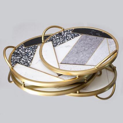 ΣΕΤ 2x Διακοσμητικός δίσκος διάμετρος 35/30 cm χρυσό