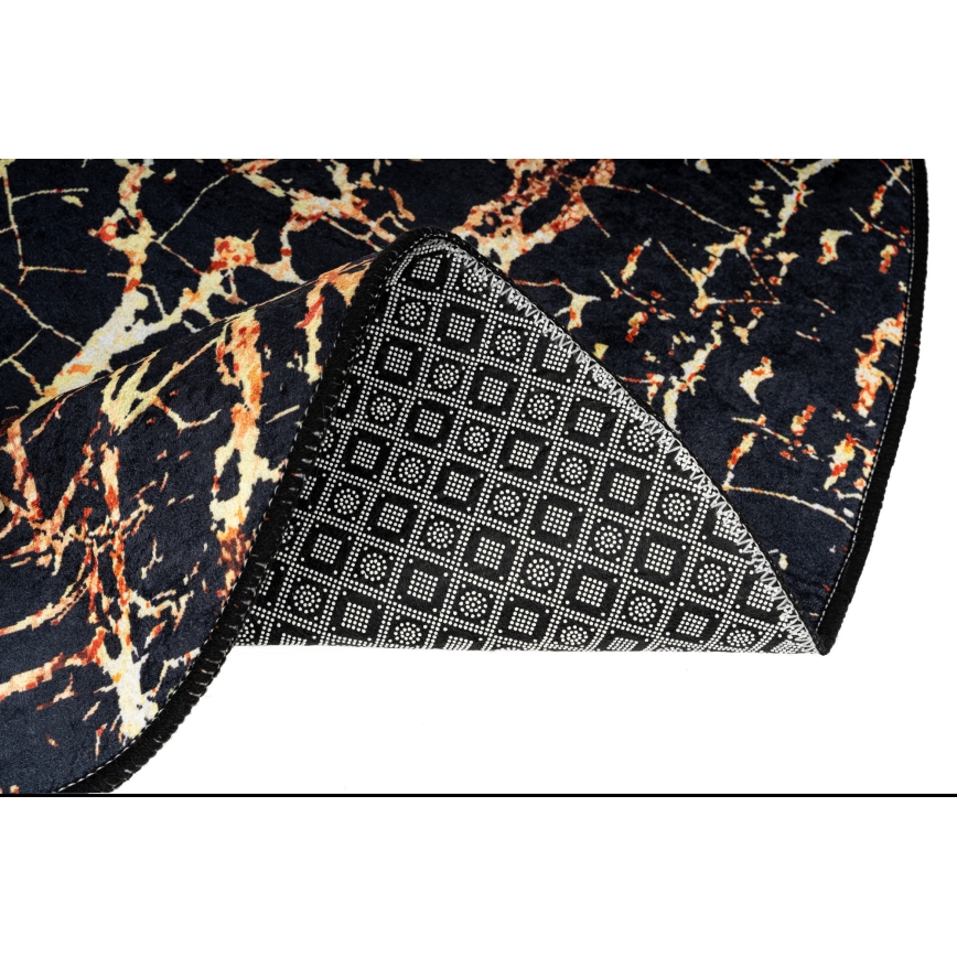 ΣΕΤ 2x Χαλάκι Μπάνιου GOLDES 60/100 εκ. μαύρο/χρυσό