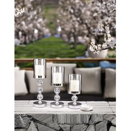 Σετ 3 κηροπήγια σε γυαλιστερό χρώμιο