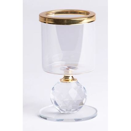 Σετ 3 κηροπήγια χρυσά/διαφανή