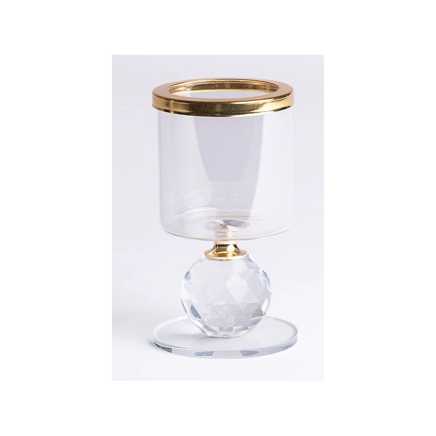 Σετ 3 κηροπήγια χρυσά/διαφανή