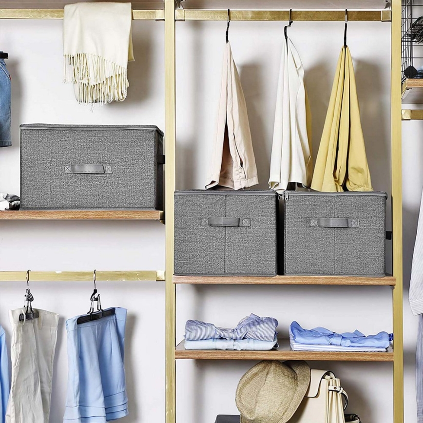 Σετ 3 κουτιά αποθήκευσης με φερμουάρ CURAN, γκρι