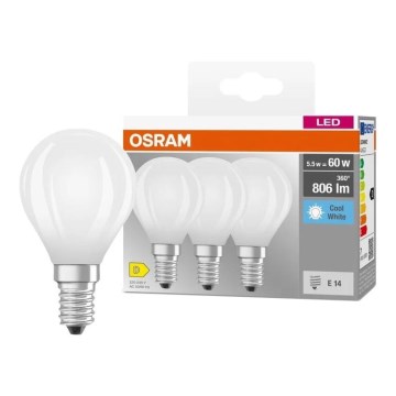 Σετ 3 LED λαμπτήρων BASE CLASSIC FILAMENT E14/5,9W/230V 4000K - Osram