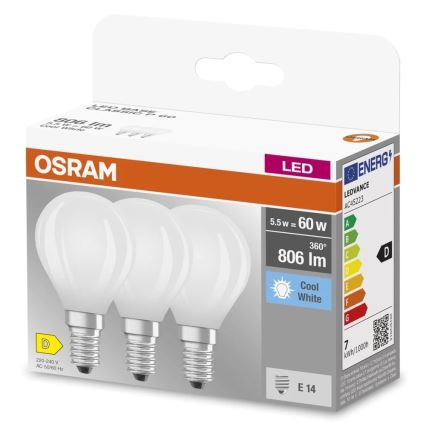 Σετ 3 LED λαμπτήρων BASE CLASSIC FILAMENT E14/5,9W/230V 4000K - Osram