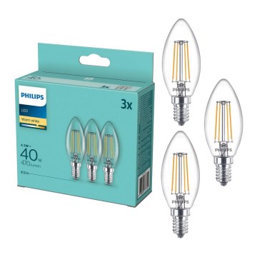 Σετ 3 LED λαμπτήρες VINTAGE Philips B35 E14/4,3W/230V 2700K