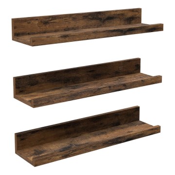 Σετ 3 ραφιών τοίχου SHELFY 38x5x10 cm, καφέ