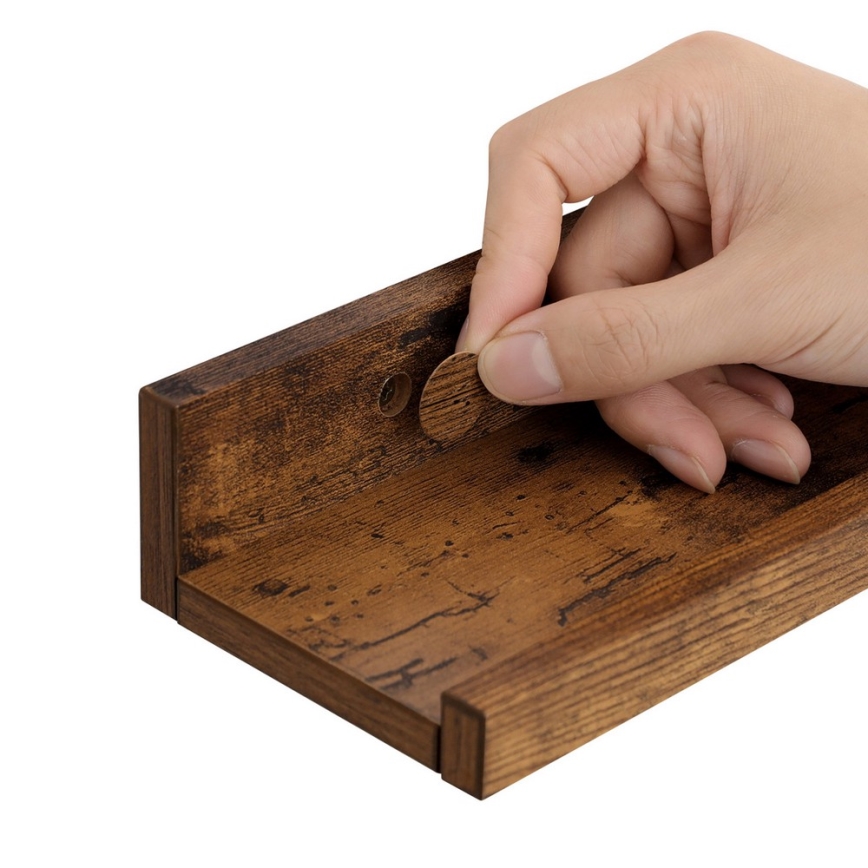 Σετ 3 ραφιών τοίχου SHELFY 38x5x10 cm, καφέ