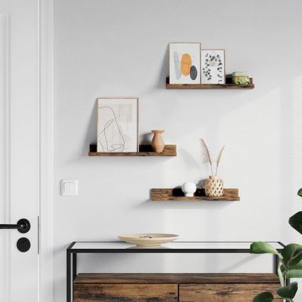 Σετ 3 ραφιών τοίχου SHELFY, καφέ