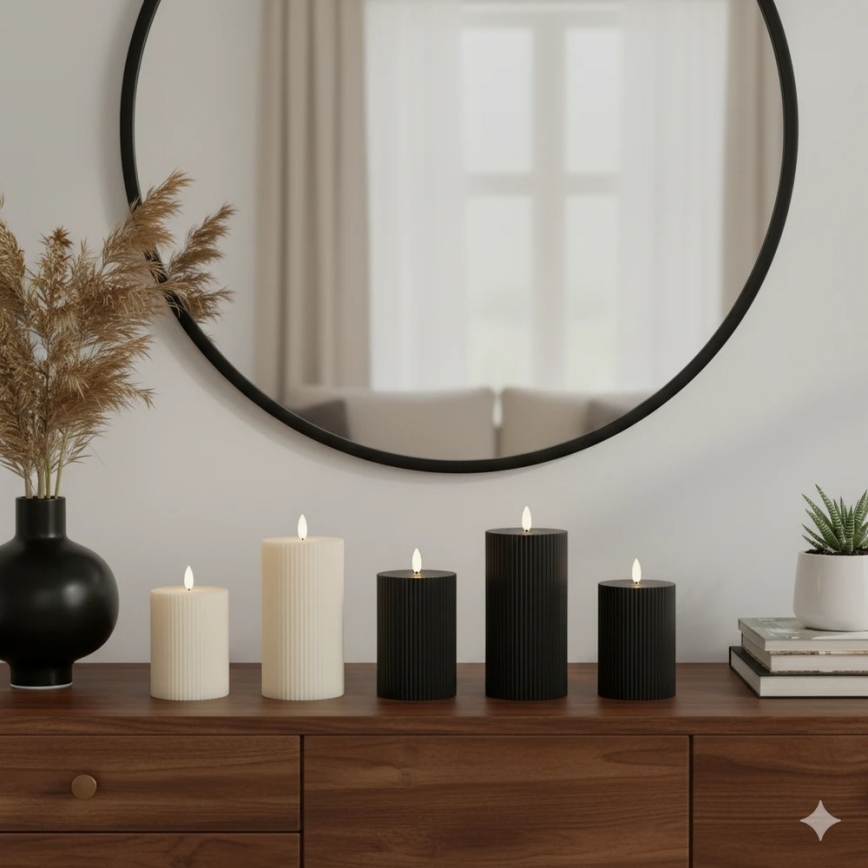 Σετ 3 τεμ. LED κεριών BRILLO LED/2xAA, μαύρα + τηλεχειριστήριο