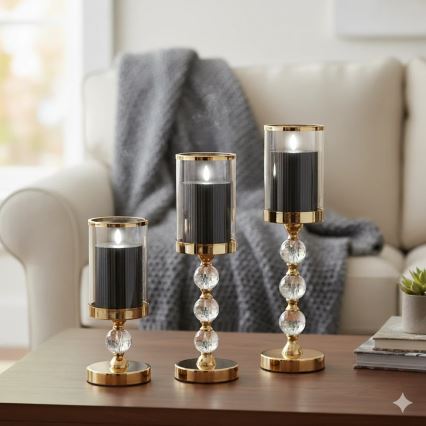 Σετ 3 τεμ. LED κεριών BRILLO LED/2xAA, μαύρα + τηλεχειριστήριο