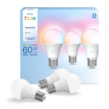Σετ 3 τεμ. ρυθμιζόμενων LED λαμπτήρων Philips Hue White And Color Ambiance Essential E27/8W/230V 2200-6500K
