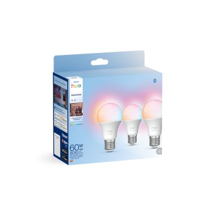 Σετ 3 τεμ. ρυθμιζόμενων LED λαμπτήρων Philips Hue White And Color Ambiance Essential E27/8W/230V 2200-6500K