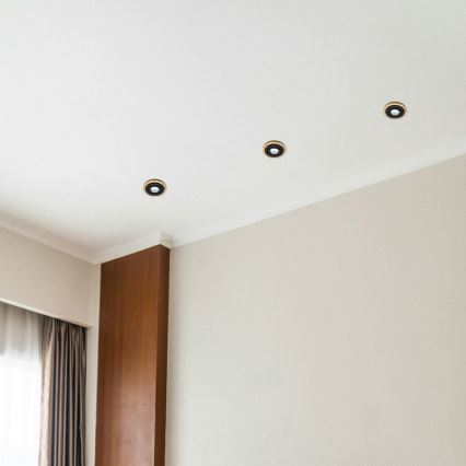 Σετ 3 τεμαχίων εντοιχιστό φωτιστικό TOBBY 1xGU10/20W/230V, διάμ. 11,5 εκ., δρυς/μαύρο