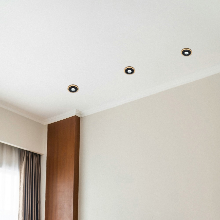 Σετ 3 τεμαχίων εντοιχιστό φωτιστικό TOBBY 1xGU10/20W/230V, διάμ. 11,5 εκ., δρυς/μαύρο