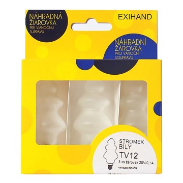 ΣΕΤ 3 x Λαμπάκια ανταλλακτικά TREE E10/20V/0,1A λευκό, Κατασκευάζονται στην Ευρώπη