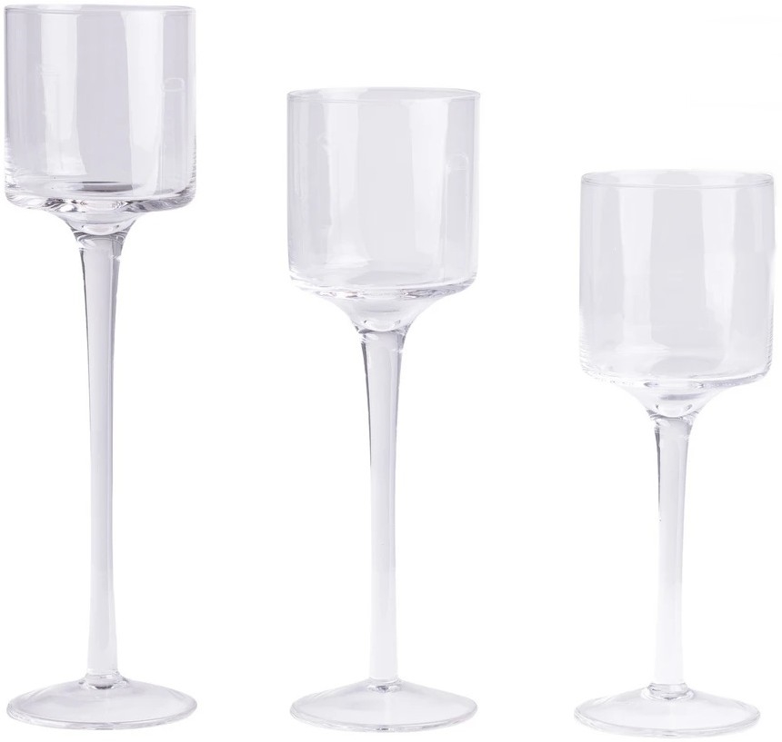 Σετ 3 διάφανα κηροπήγια