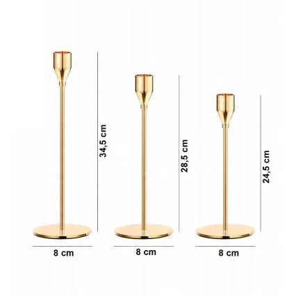 Σετ 3 χρυσά κηροπήγια