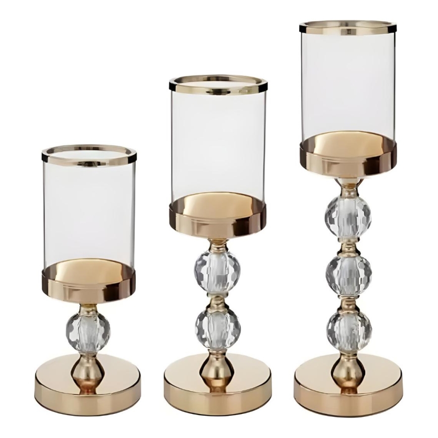 Σετ 3 χρυσά κηροπήγια