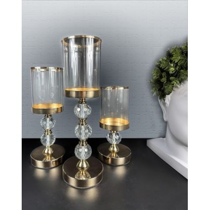 Σετ 3 χρυσά κηροπήγια